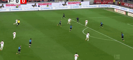 德甲半場，斯圖加特1-0領先勒沃庫森，德米洛維奇進球。