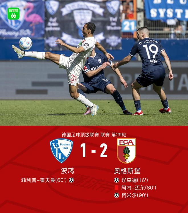 波鴻奧格斯堡1-2，埃森德霍夫曼進(jìn)球，柯米爾制勝。